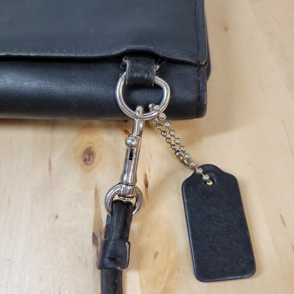 Vintage Coach Crossbody Wallet‎ Womens 6"x4" Black Envelope Leather TriFold Bag - Picture 4 of 12
